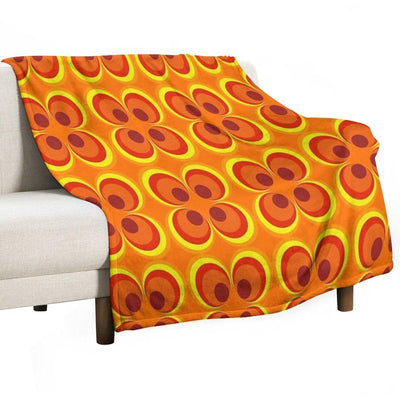 1970s Burnt Orange Retro Design Throw Blanket
