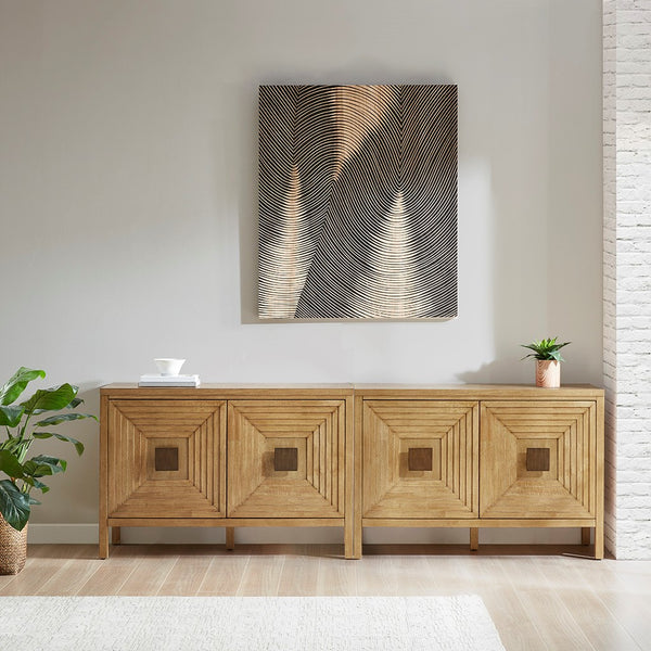 Paige Geometric 2-Door Storage Cabinet with Adjustable Shelves - Natural