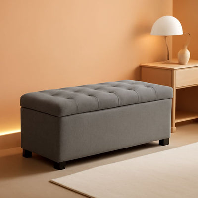 47.2 Inch Storage Ottoman Bench Light Grey Upgraded