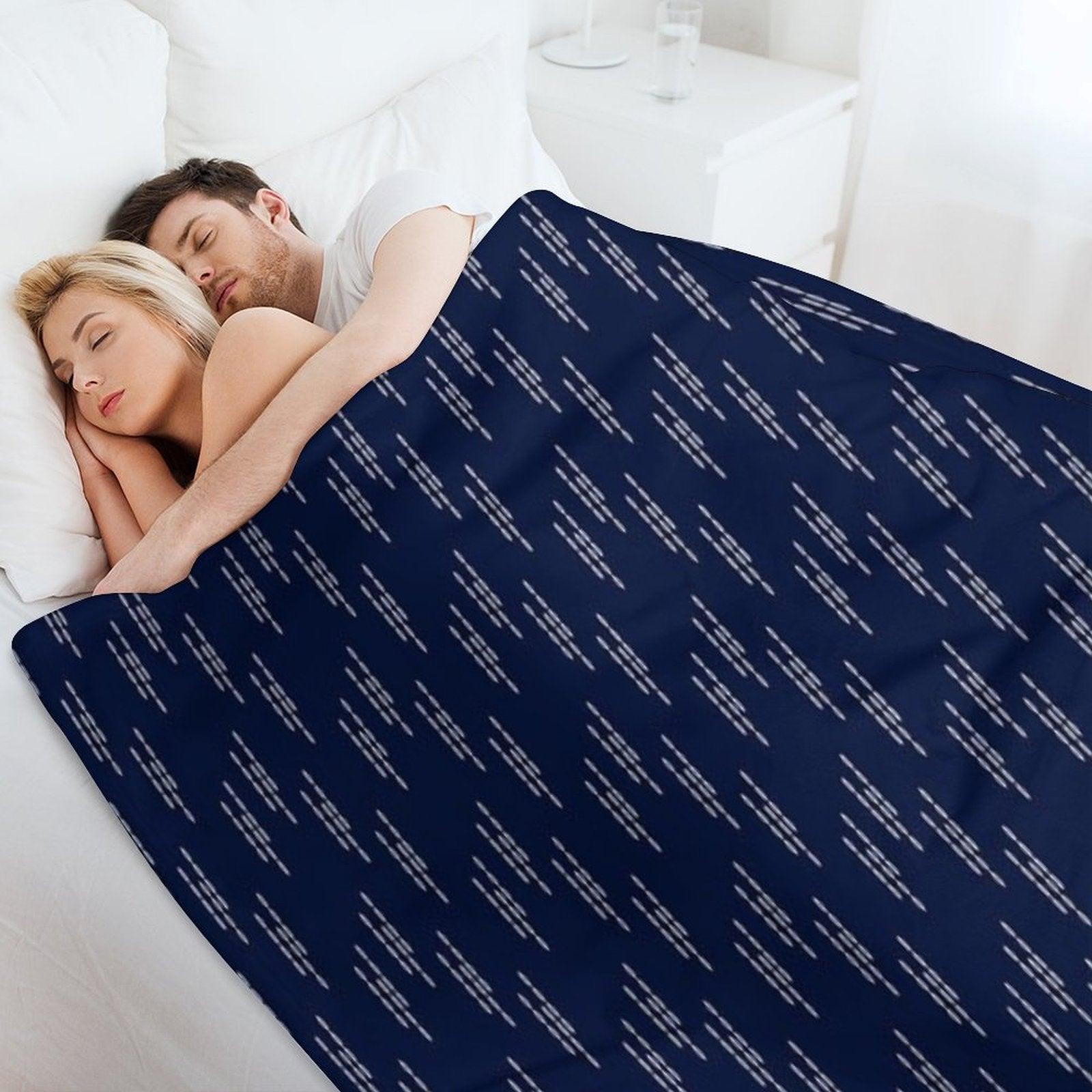 Sashiko Embroidery Japanese Pattern Design Throw Blanket