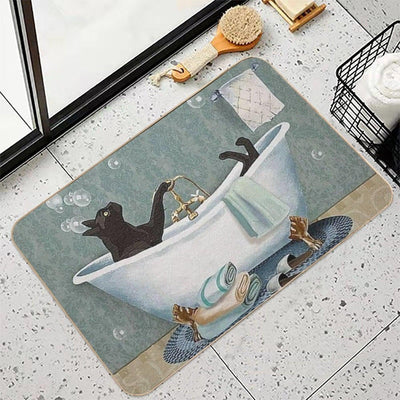 Black Cat Soap In Bathroom Bath Mat
