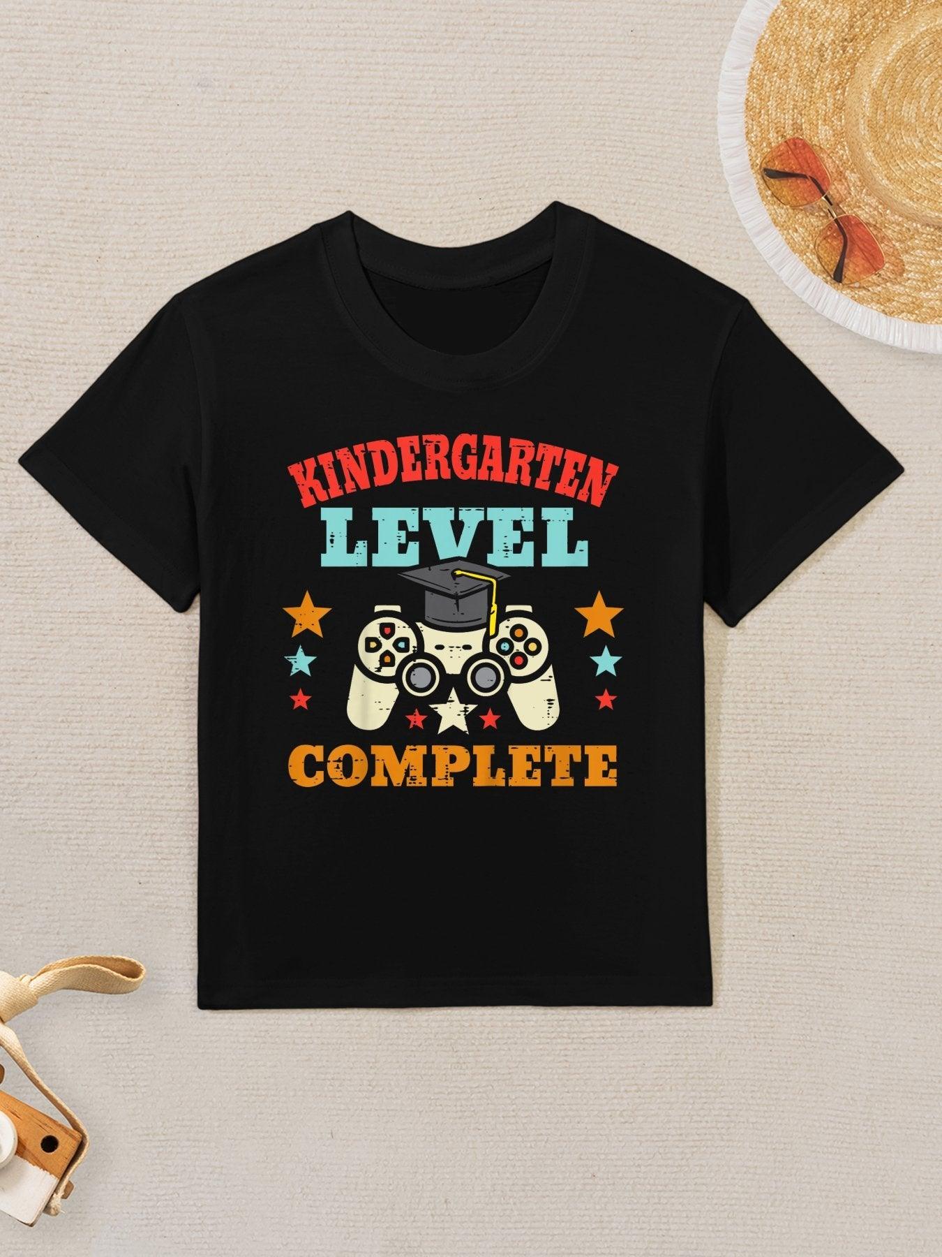 Kindergarten Level Complete Graduation Gamer Boys Kids Kids T-Shirt