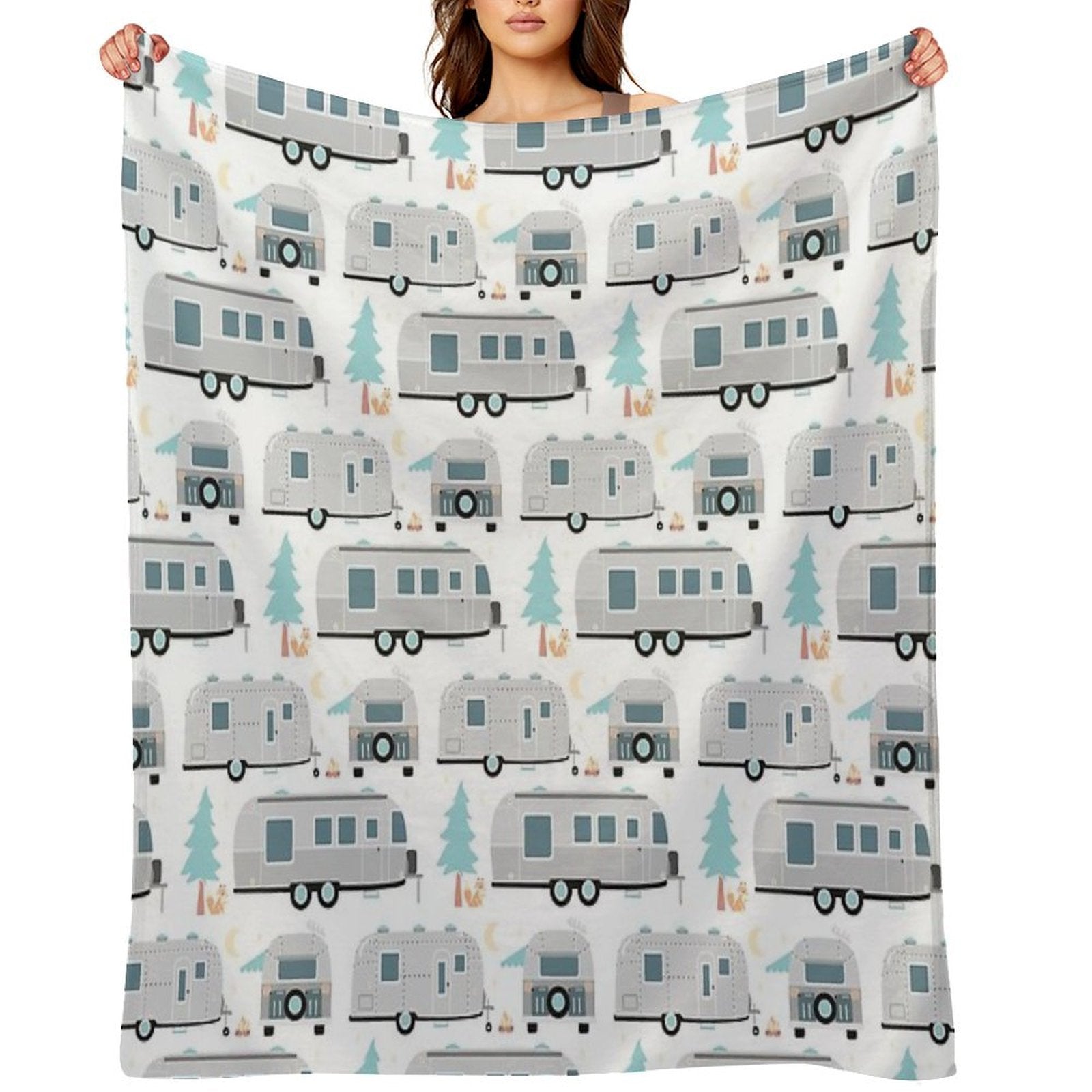 Cute Airstream Pattern Durable Throw Blanket