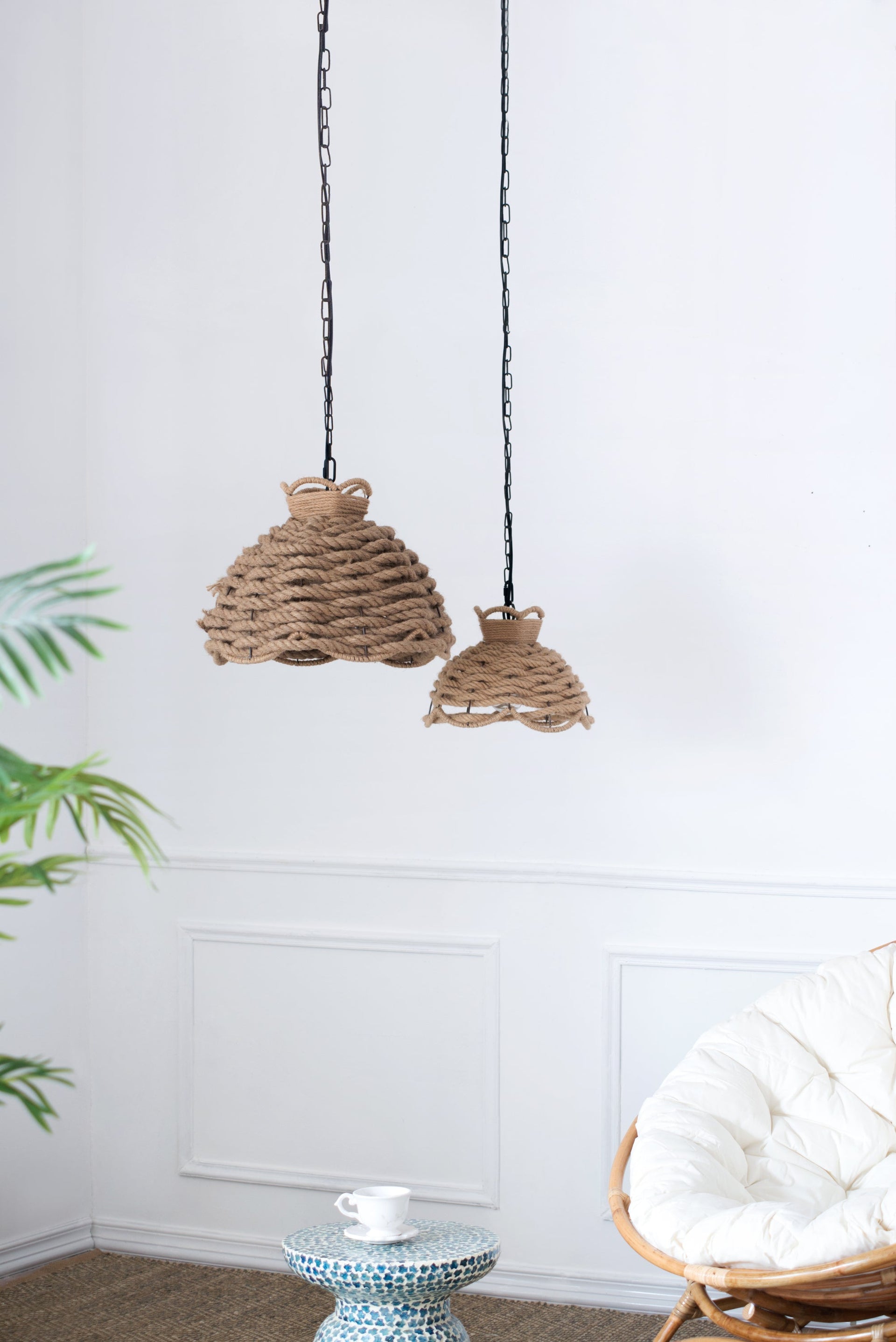 Hanging Lamp, Rope Woven Chandelier Lighting Fixture for Home and Commercial Spaces