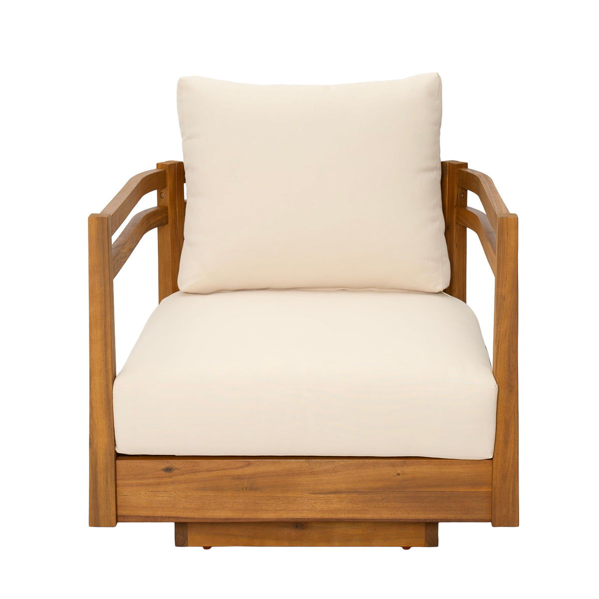 Set of 2 Acacia Wood Outdoor Swivel Chairs with Cushions
