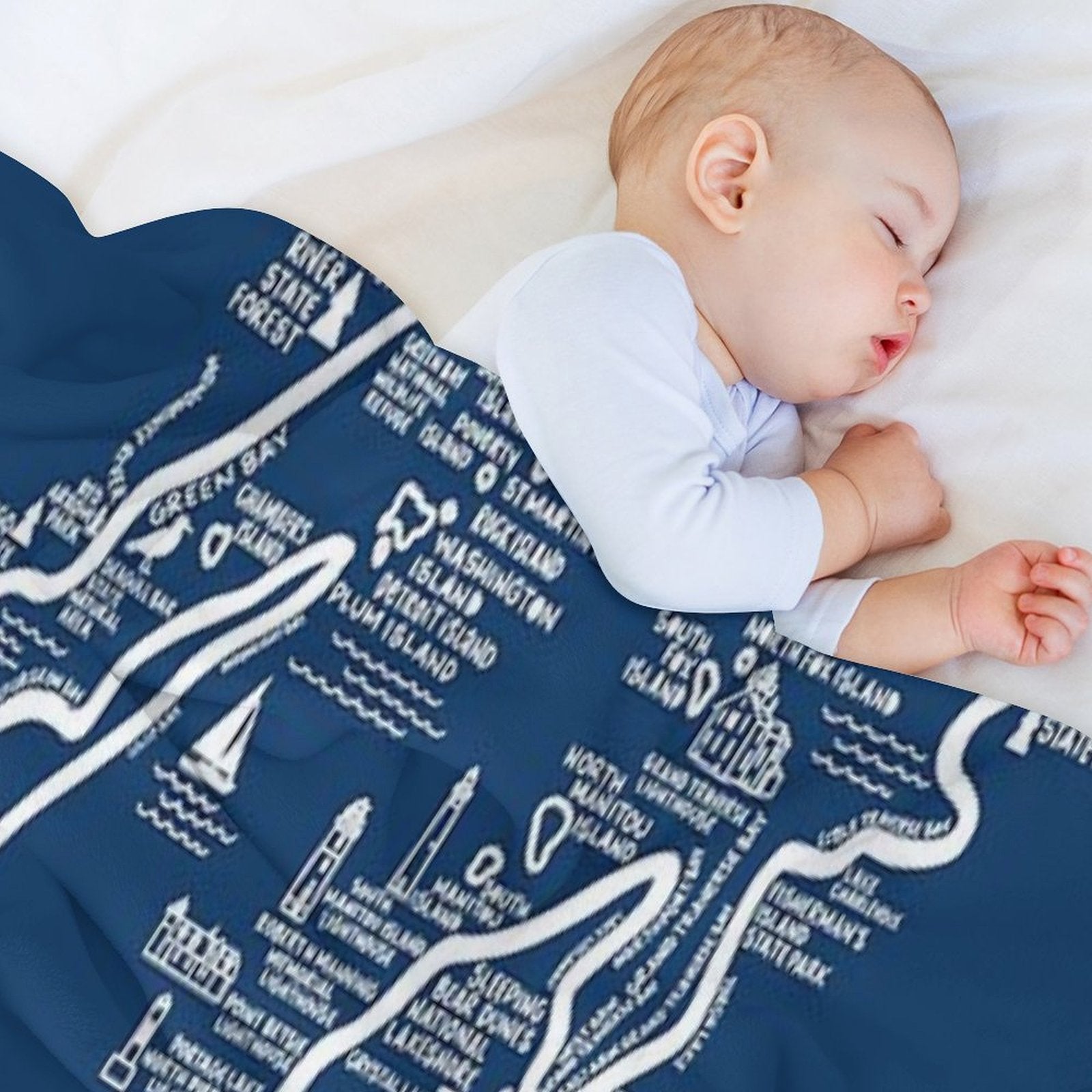 Lake Michigan Map Anti-pilling Throw Blanket