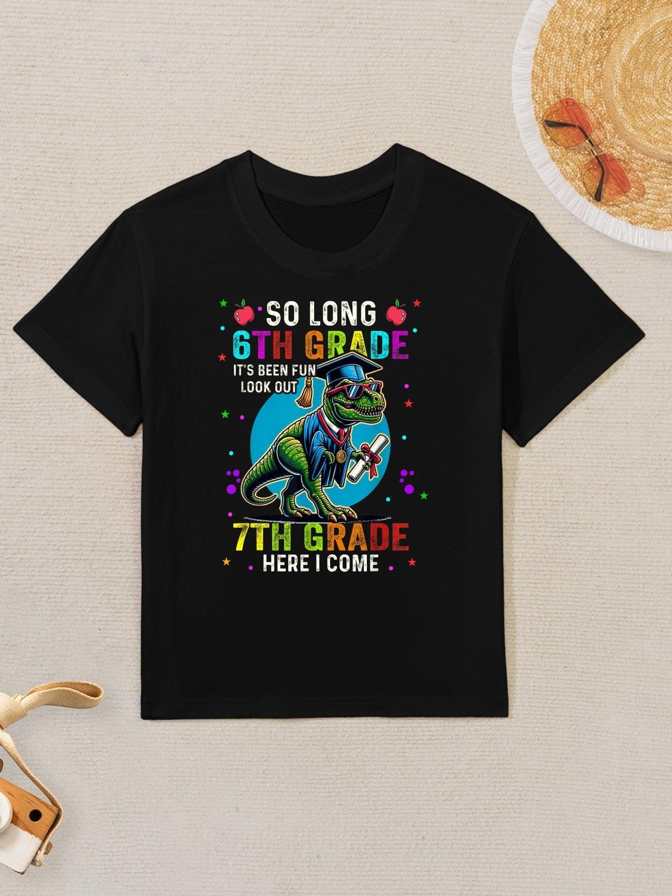 So Long 6th Grade 7th Grade Here I Come Dinosaur Graduation Kids T-Shirt