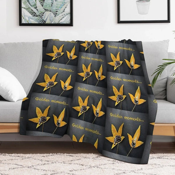 Golden Moments, Coffee And Cake Painting on Autumn Leaves Throw Blanket