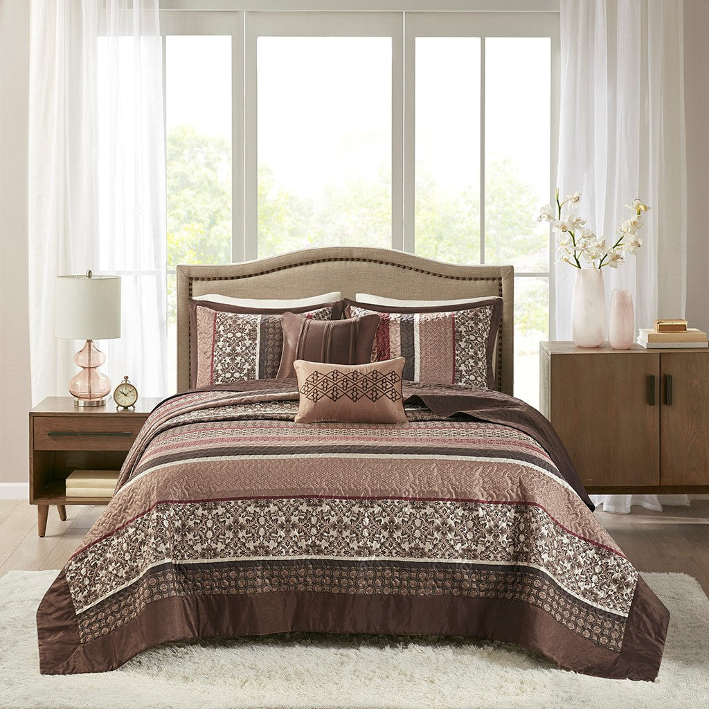 Princeton 5 Piece Reversible Jacquard Bedspread Set by Madison Park