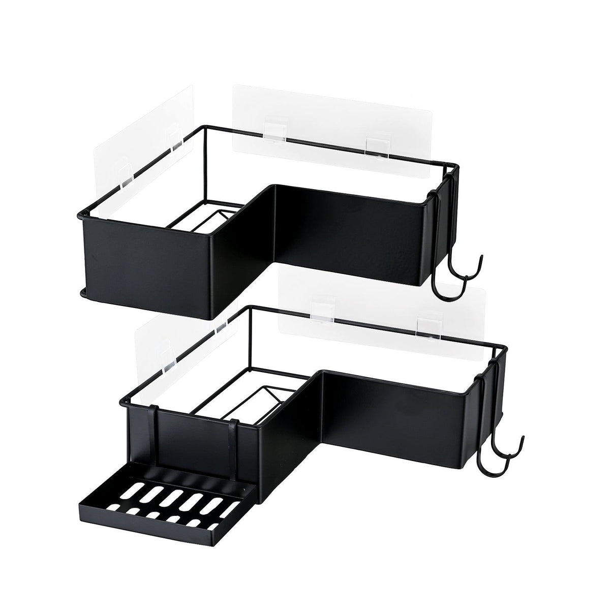 2-Pack Drill-Free Adhesive Corner Shower Caddy Organizer