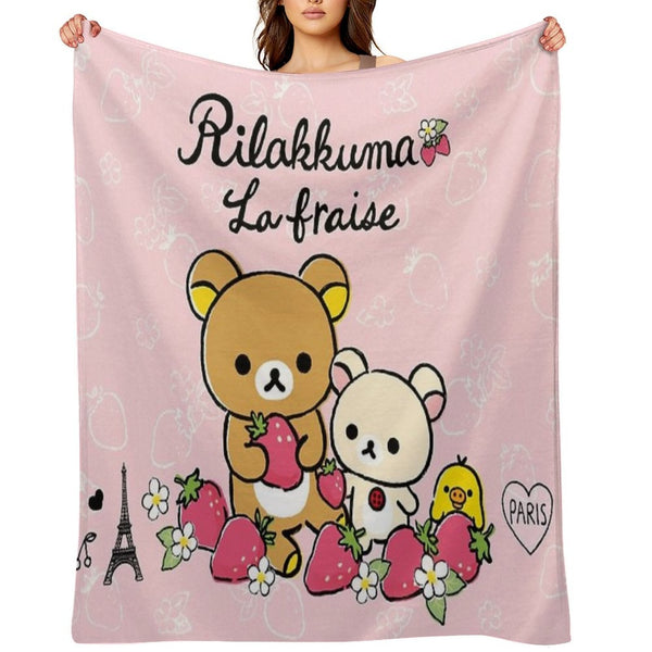 Cute Rilakkuma Strawberry All-season Throw Blanket
