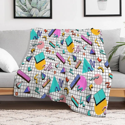 Funky 80s Eighties Memphis Pattern Design Throw Blanket