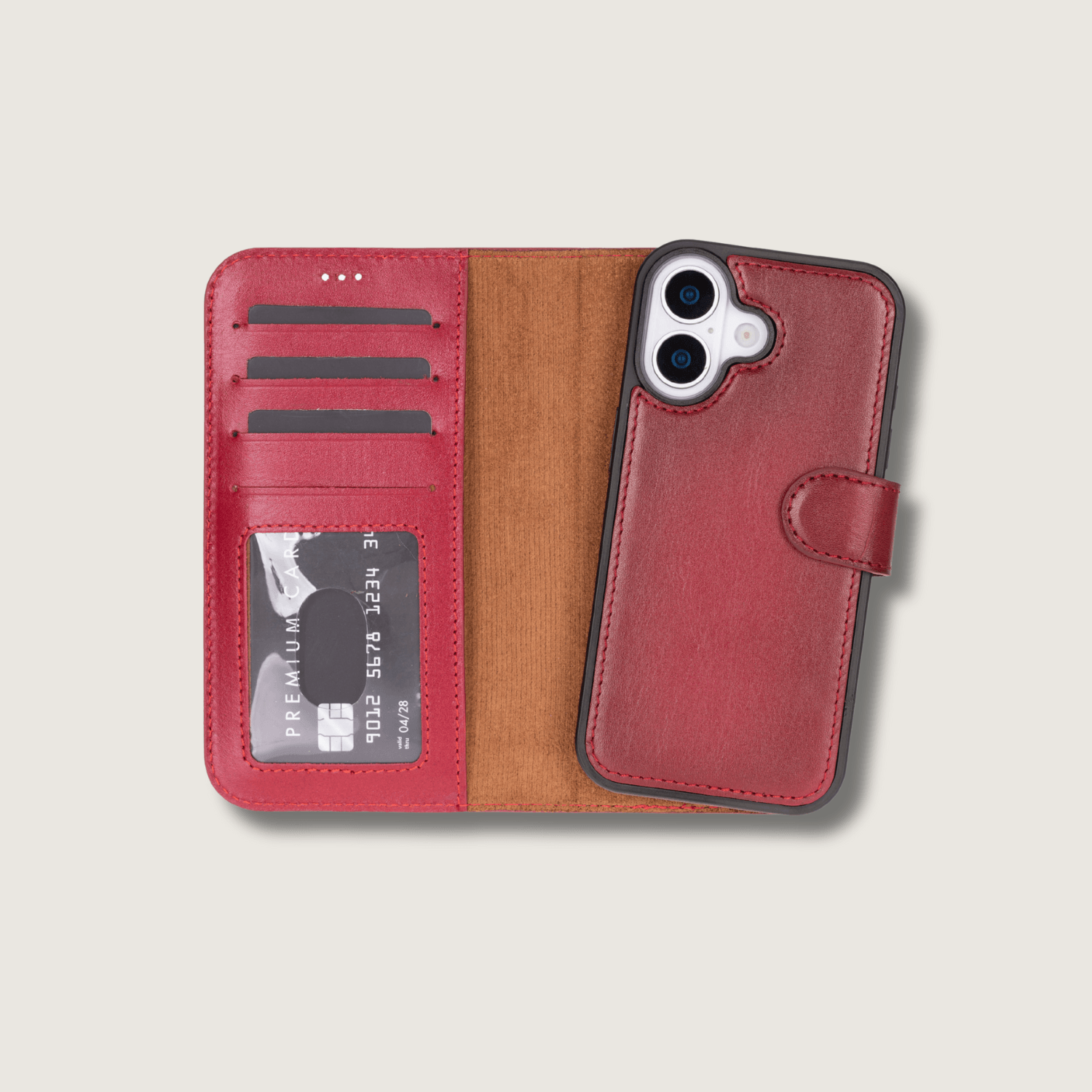 Leathere iPhone 17 Wallet Case – Red Edition - New York