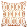 Geometric Embroidered Cotton Throw Pillow - Rust