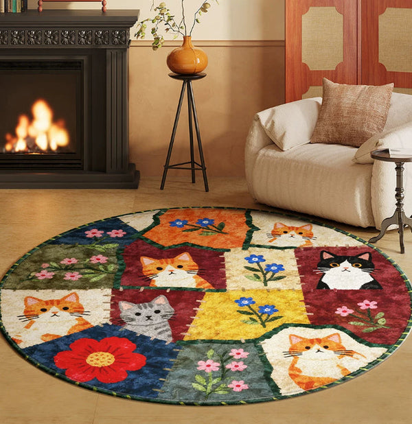 Round No Wash Wipeable Rug For Home Use