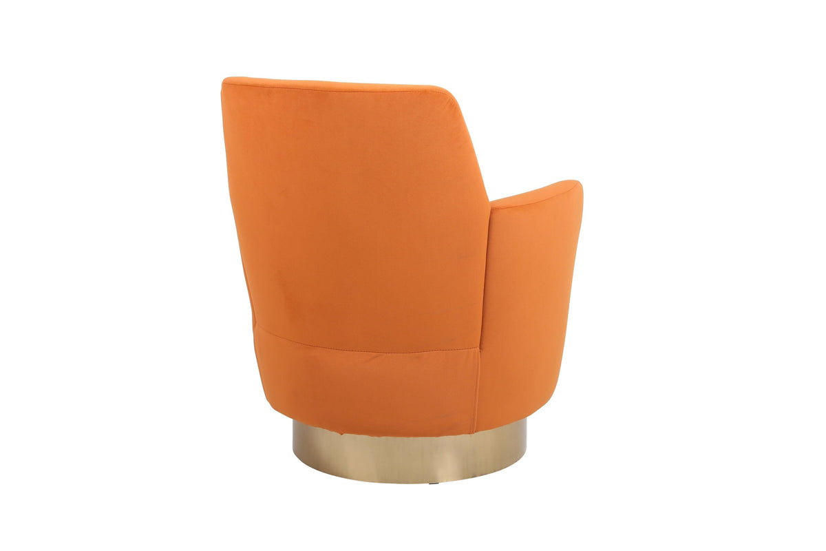 Orange Velvet Swivel Barrel Chair