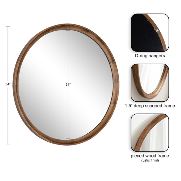 Hatherleigh Round Wood Wall Mirror