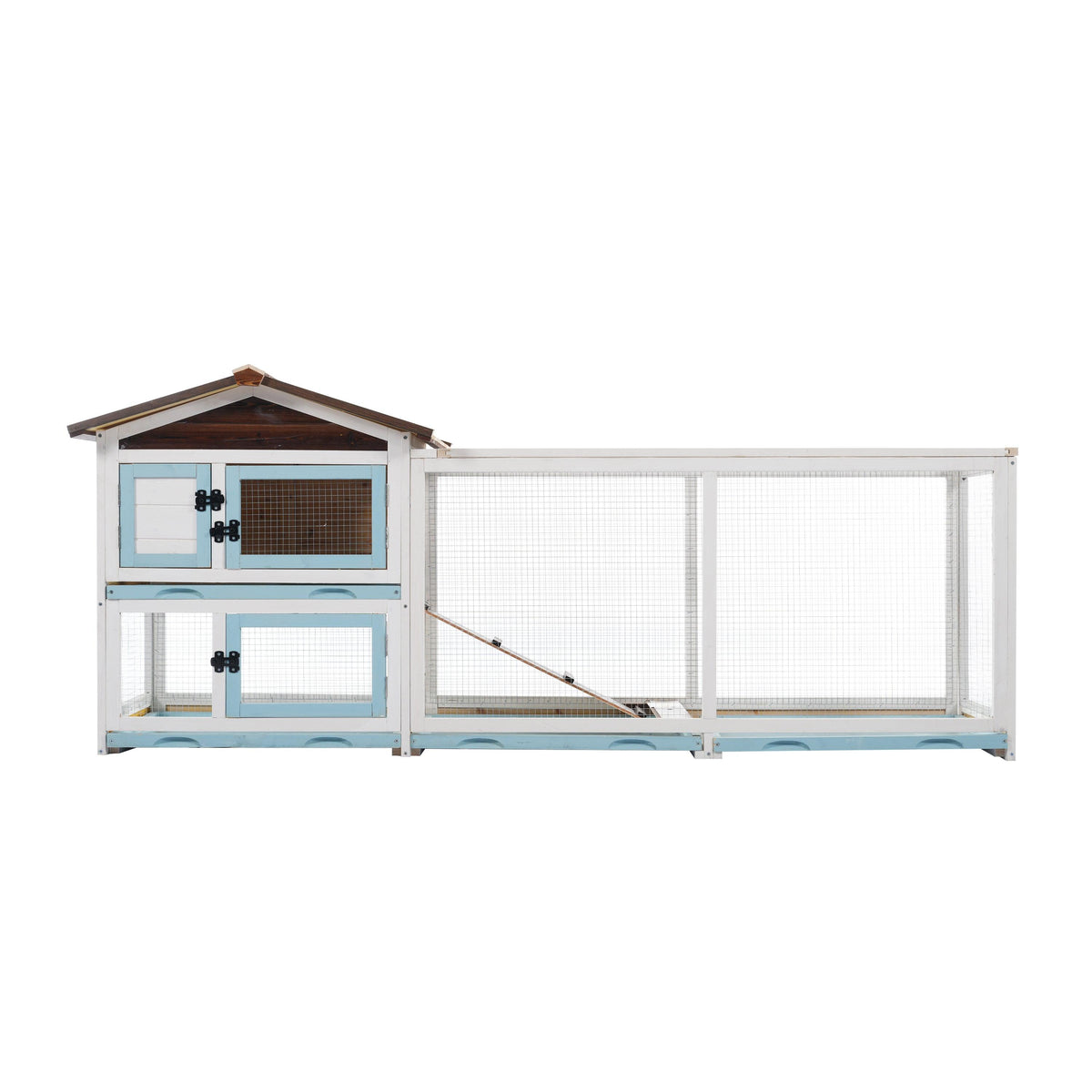 Outdoor Multi-Level Fir Wood Small Animal Rabbit Hutch with Removable Cleaning Trays