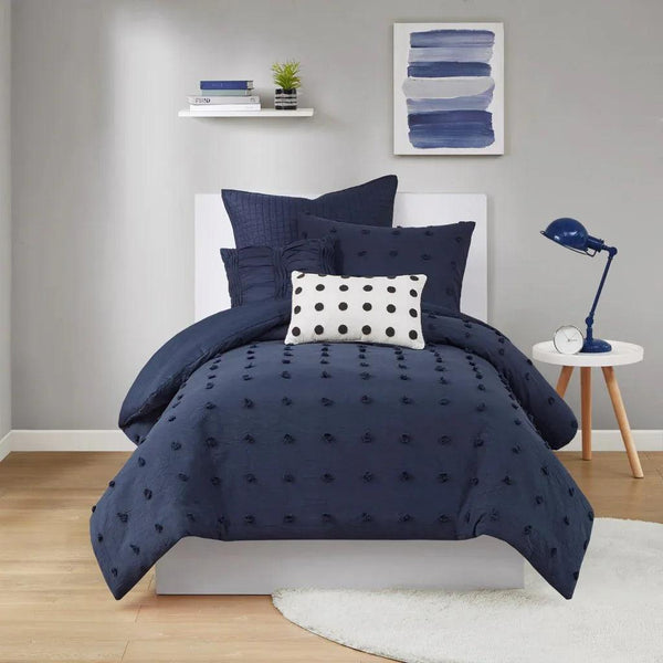 Brooklyn Cotton Jacquard Comforter Set with Euro Shams and Throw Pillows - Gifts for You 'n Me