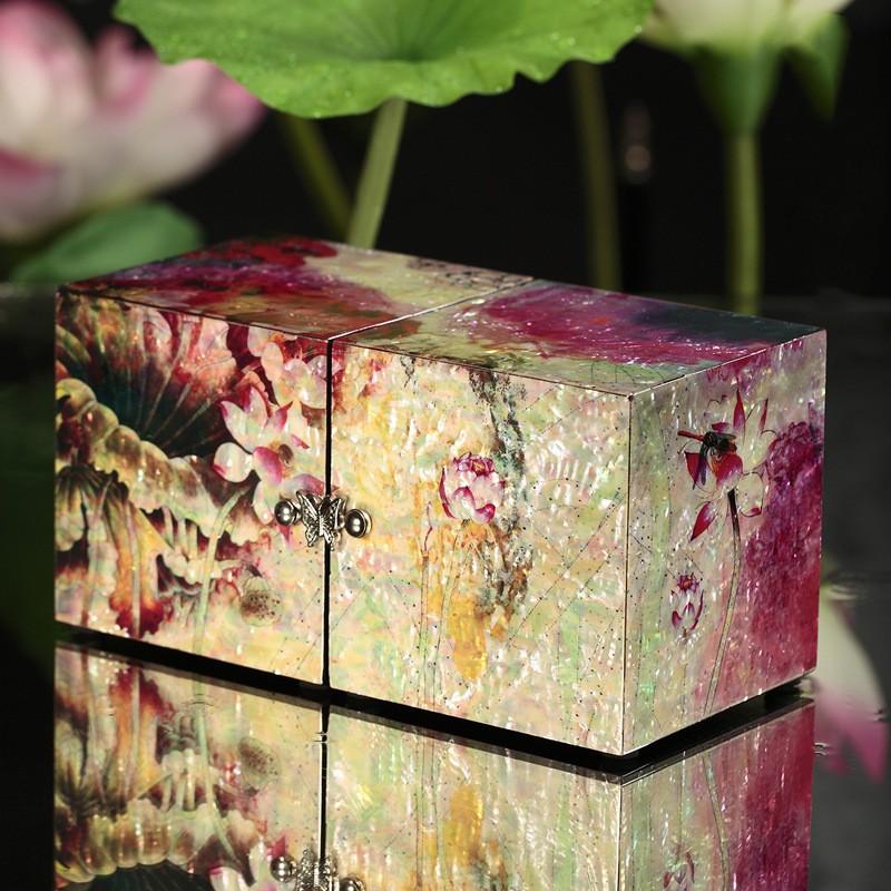 Mother‑of‑Pearl Jewelry Box – Hand‑Inlaid Abalone & Shell (Multiple Designs)