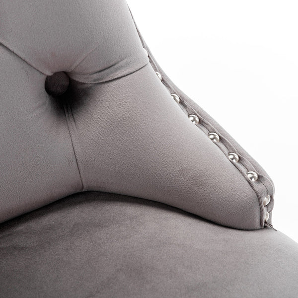 Counter Height Velvet Bar Stools with Button Back & Rivet Trim Upholstered Seats