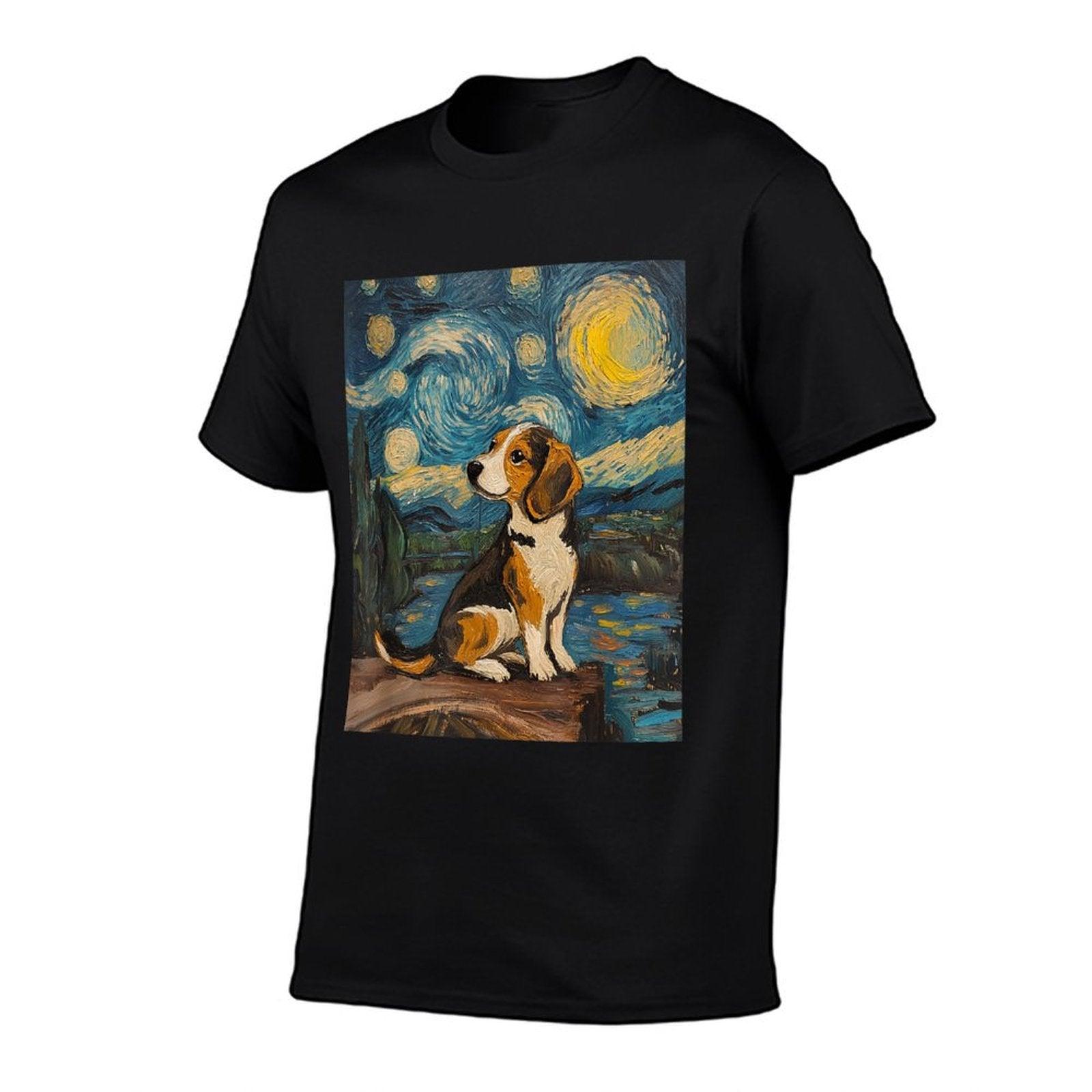 Beagle Dog - Van Gogh Style - Starry Night Graphic T-Shirt