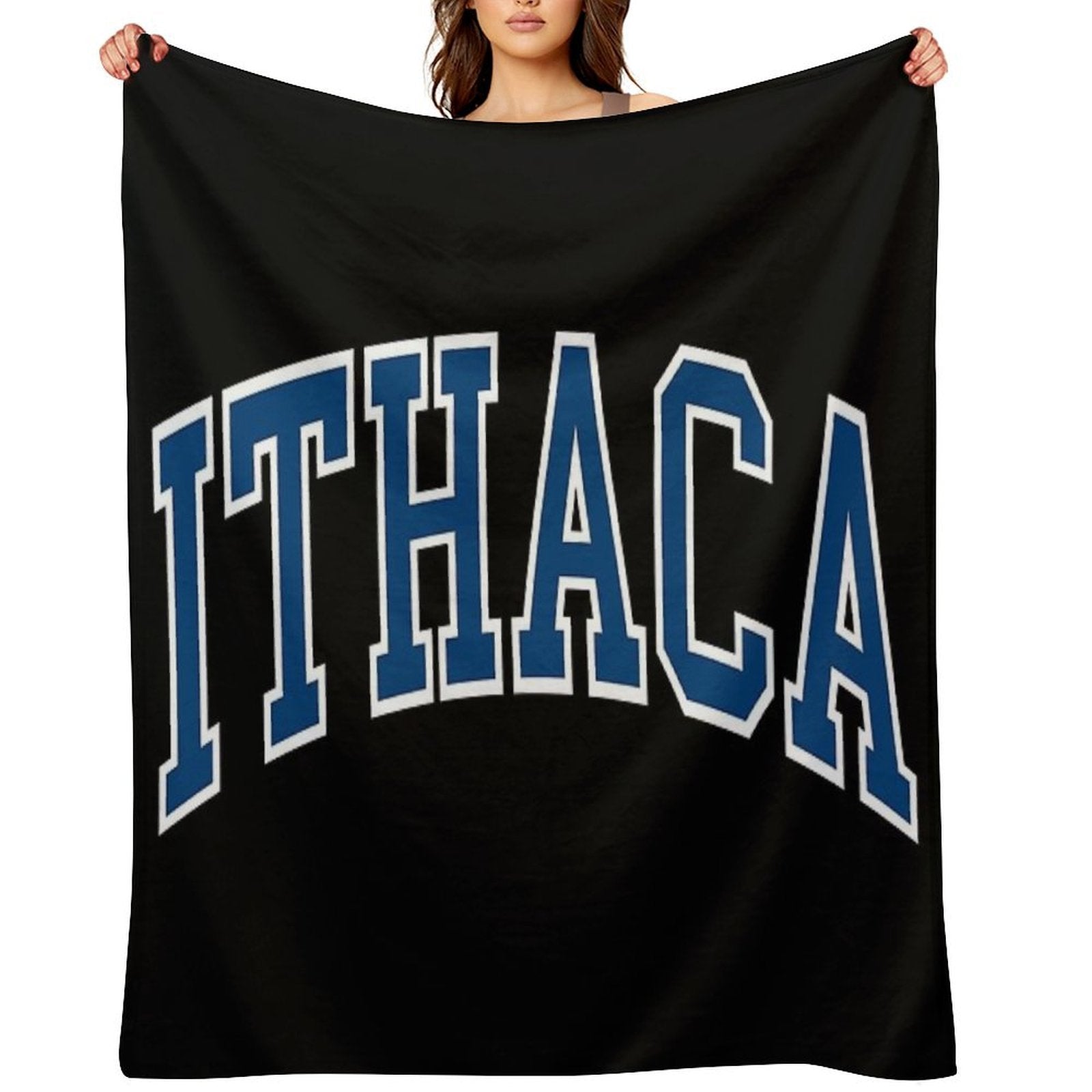 Ithaca - College Font Curved Travel-friendly Throw Blanket