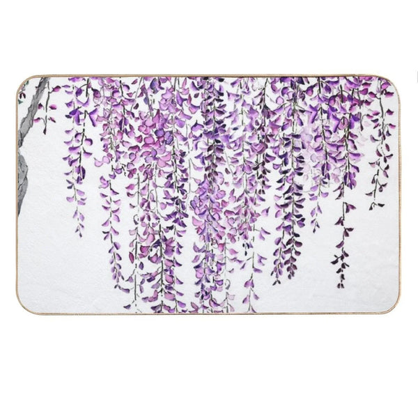 Hand Painted Purple Wisteria  in Bloom Bath Mat