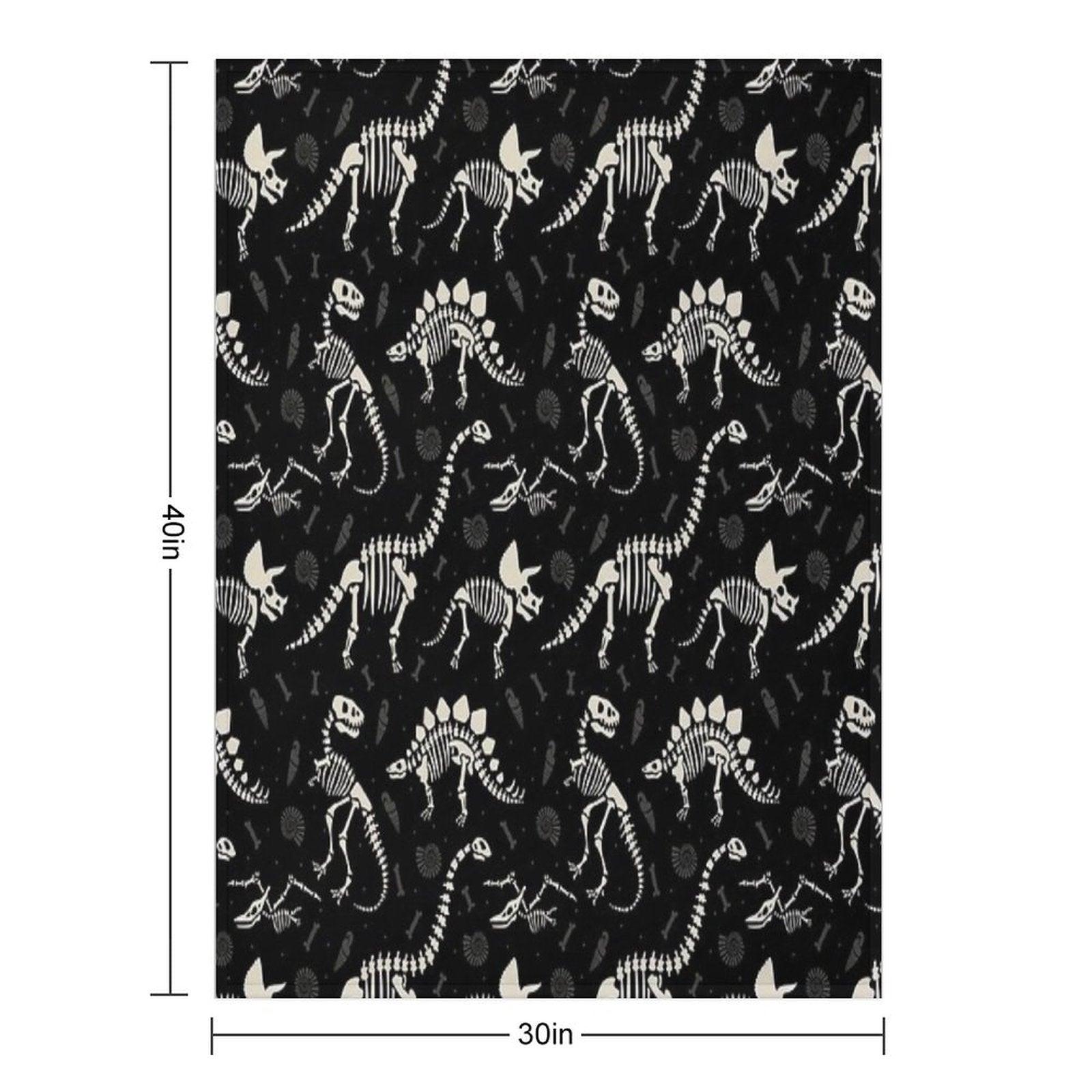 Dinosaur Fossils in Black Throw Blanket