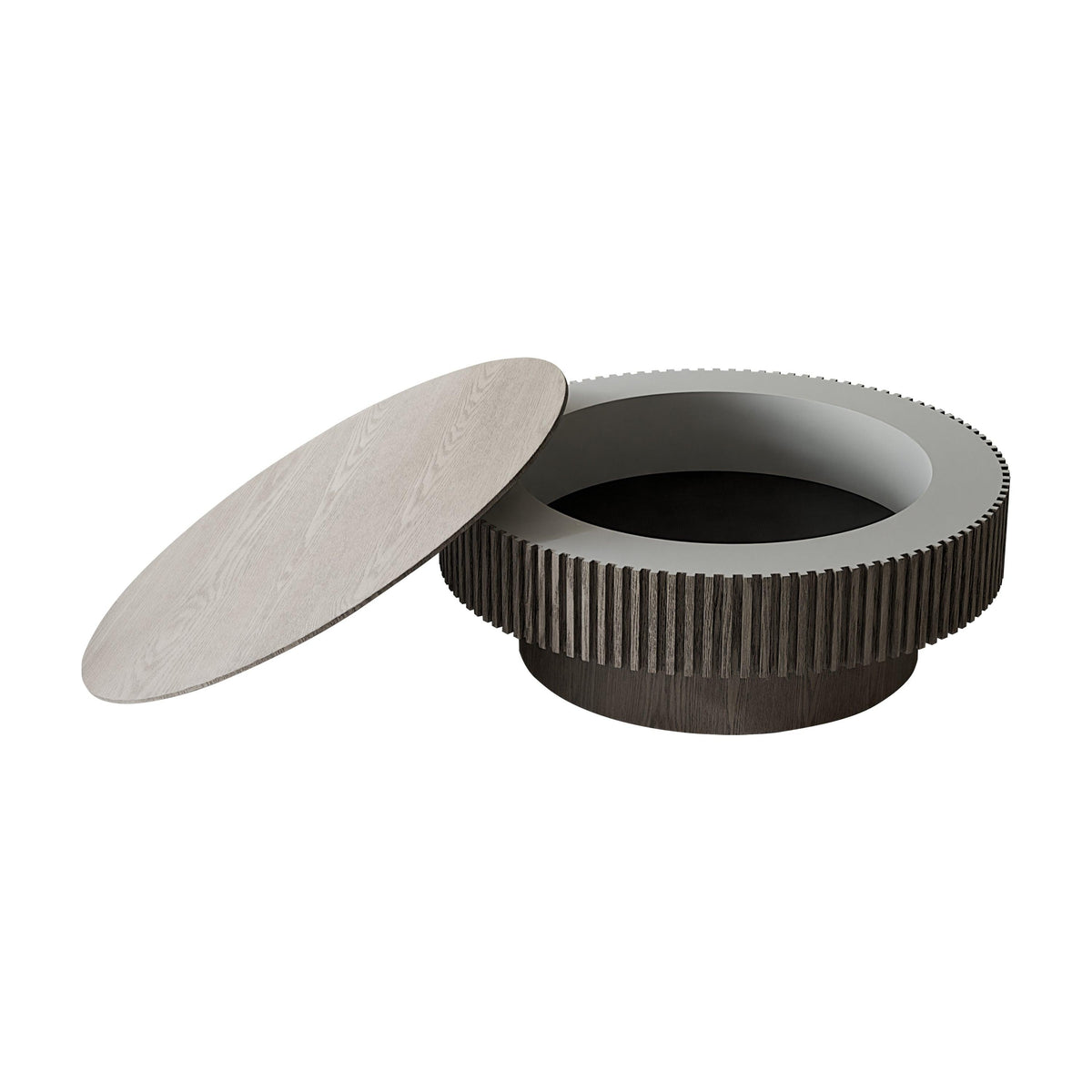 Modern Gray Round Mushroom Coffee Table with Hidden Storage