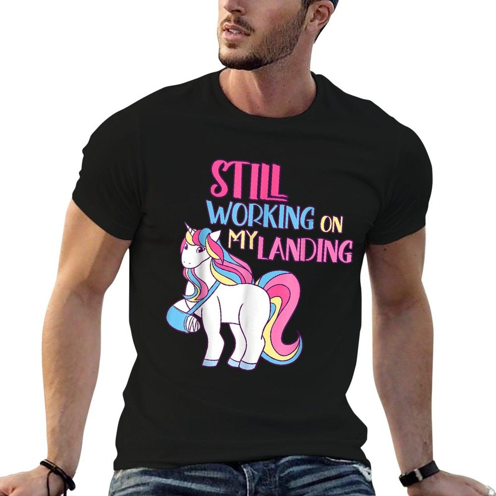 Still Working On My Landing Injury Broken Arm Cute Unicorn T-Shirt