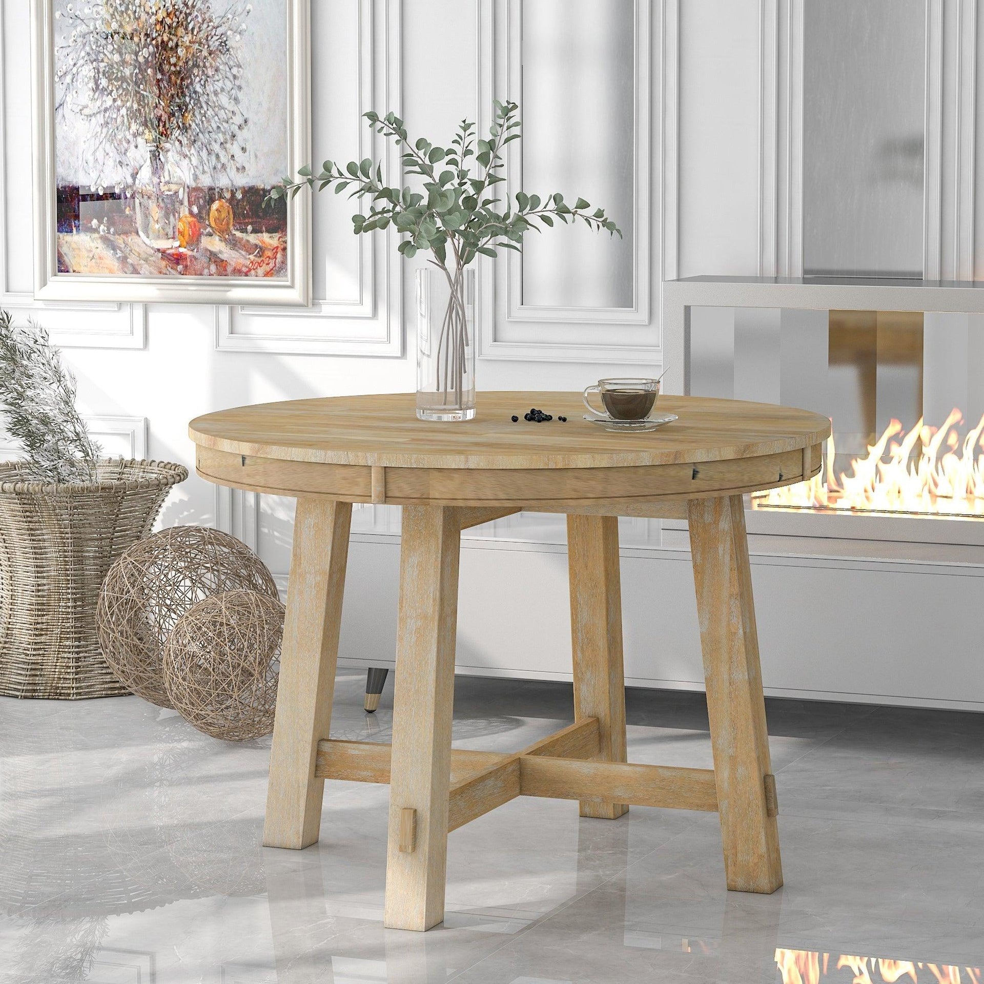 Farmhouse Round Extendable Dining Table