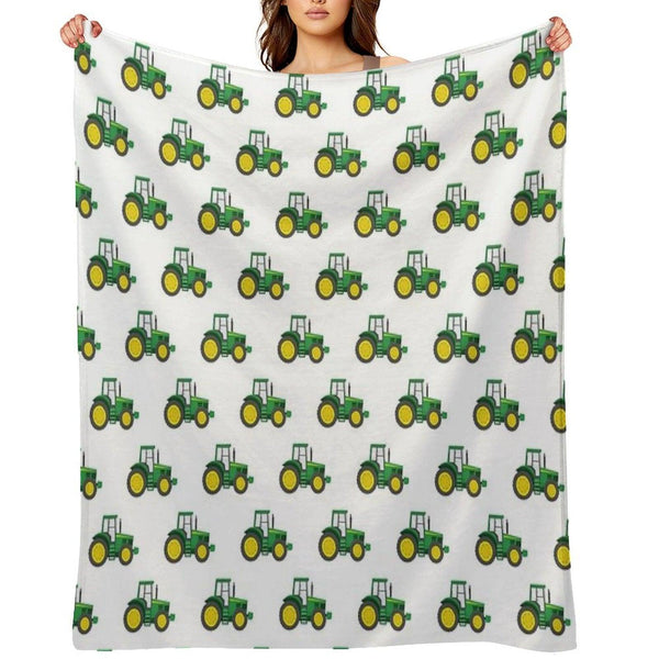 Green Tractors - Farming - Farm Themed Throw Blanket