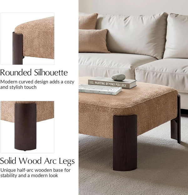 Forty Inch Super Soft Chenille Ottoman Coffee Table Sand