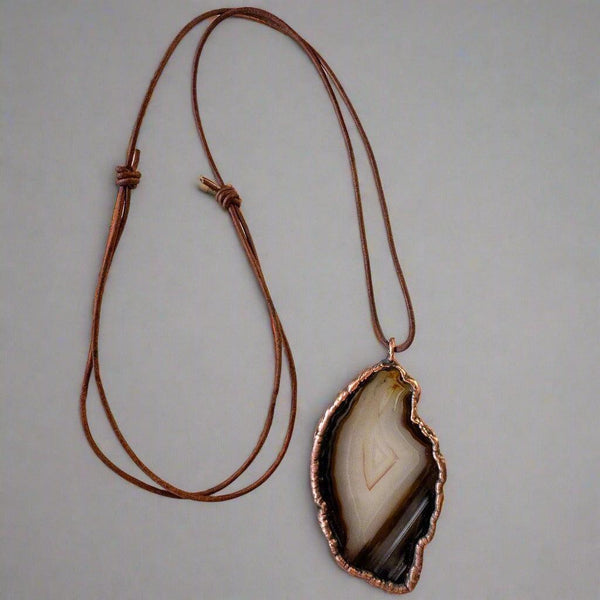 Copper Blue Agate Slice Necklace Calming Confidence | By Blackbird & Sage