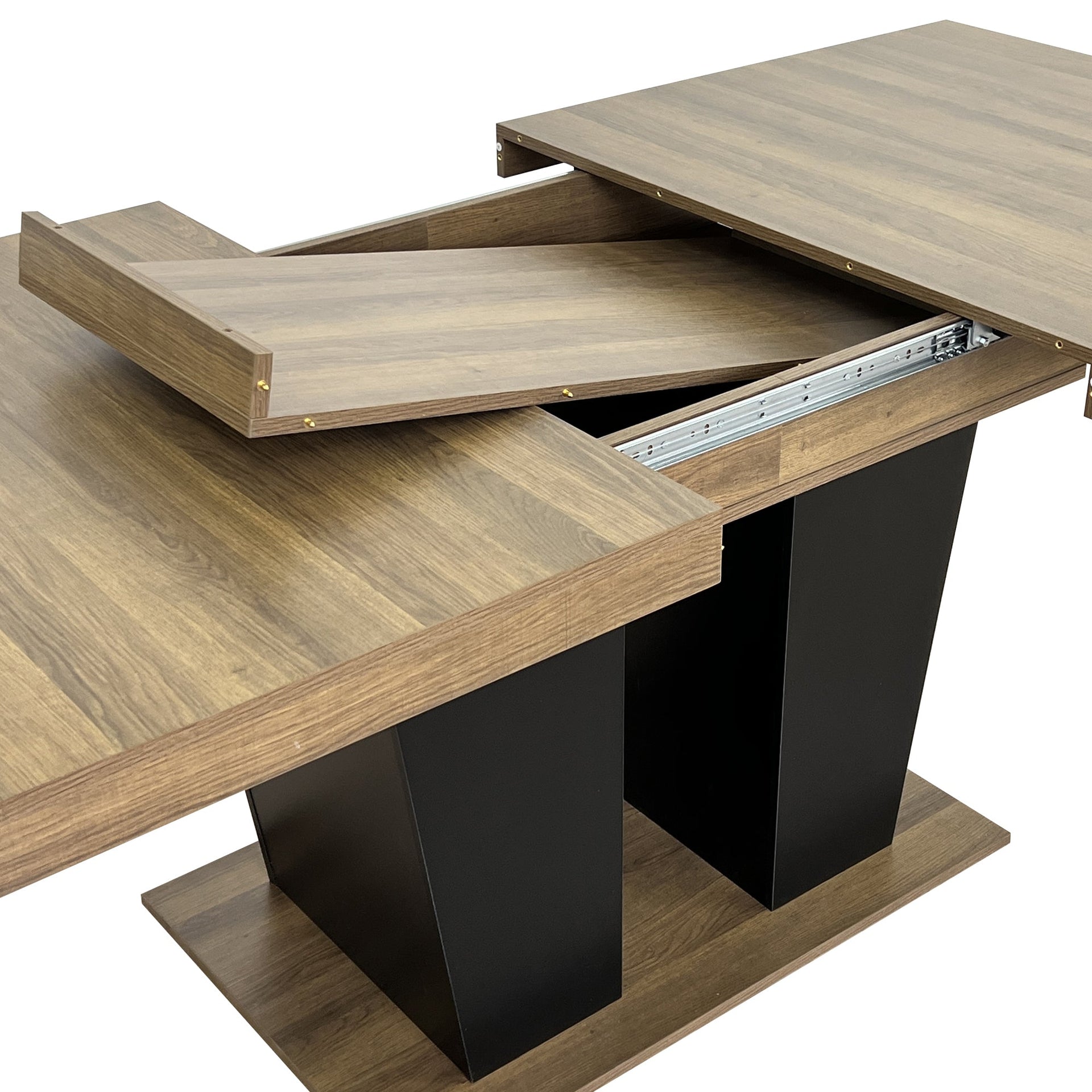 Beige and Brown Extendable Dining Table
