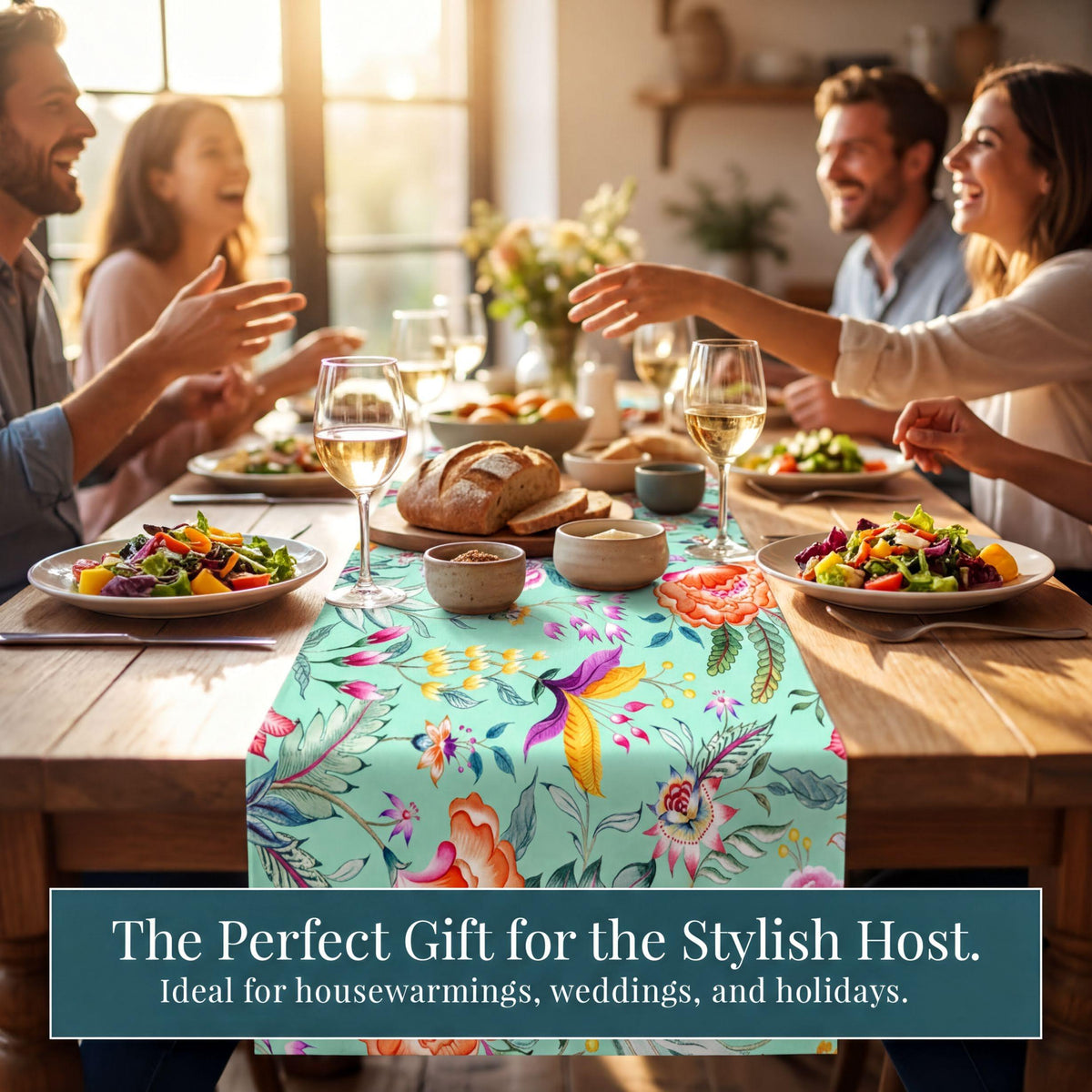 Green Pink Table Runner – Chintz Floral