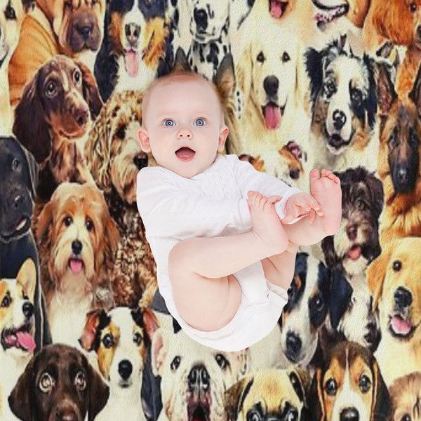 Dog Crowd Wrinkle-free Throw Blanket
