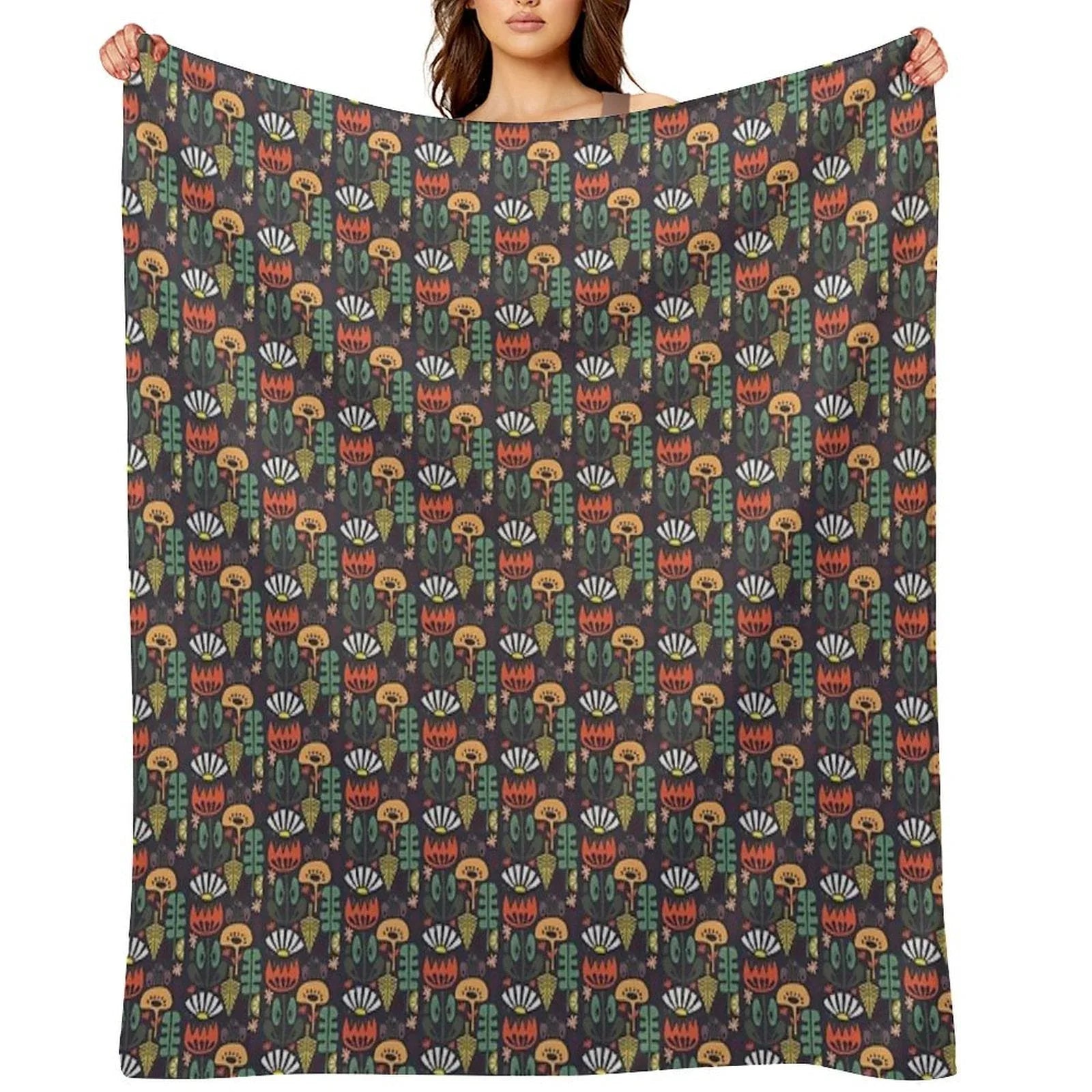 Scandinavian Wildflowers Throw Blanket