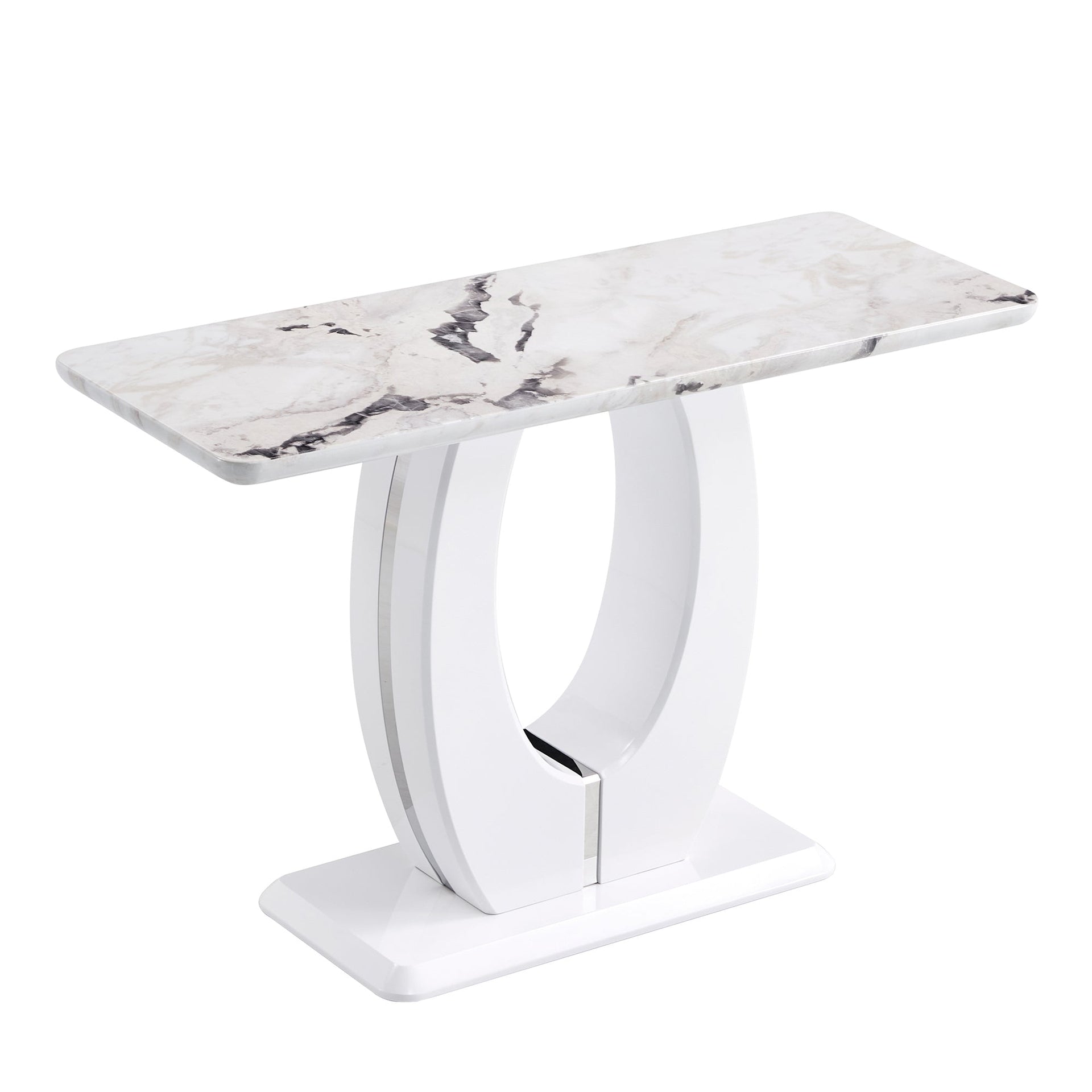 Modern Simple Glossy White Rectangular Counter Bar Table MDF 47.24 x 18.11 x 29.52 Inches