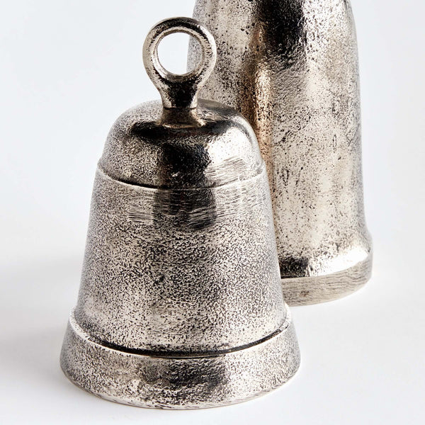 Decorative Functional Bells with Antique Silver Finish (Set of 2)