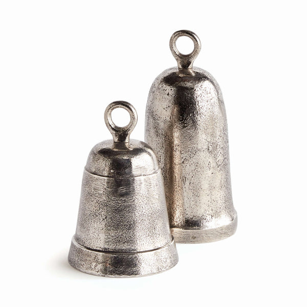 Decorative Functional Bells with Antique Silver Finish (Set of 2)