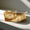 Decorative Gold Leaf-Shaped Trays (Set of 2)