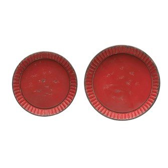 Decorative Metal Pedestals -Distressed Red Finish
