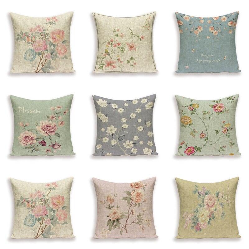 Decorative Plant Flower Throw Pillow Cover Soft Linen Cushion Cover For Living Room Couch Sofa Patio Outdoor Home Decor  Decorative Plant Flower Throw Pillow Covers For Couch Sofa Bed Modern Quality Design Cushion Cover 45x45cm