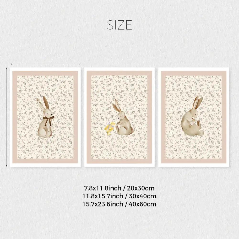 Beige Bohemian Rabbit Prints