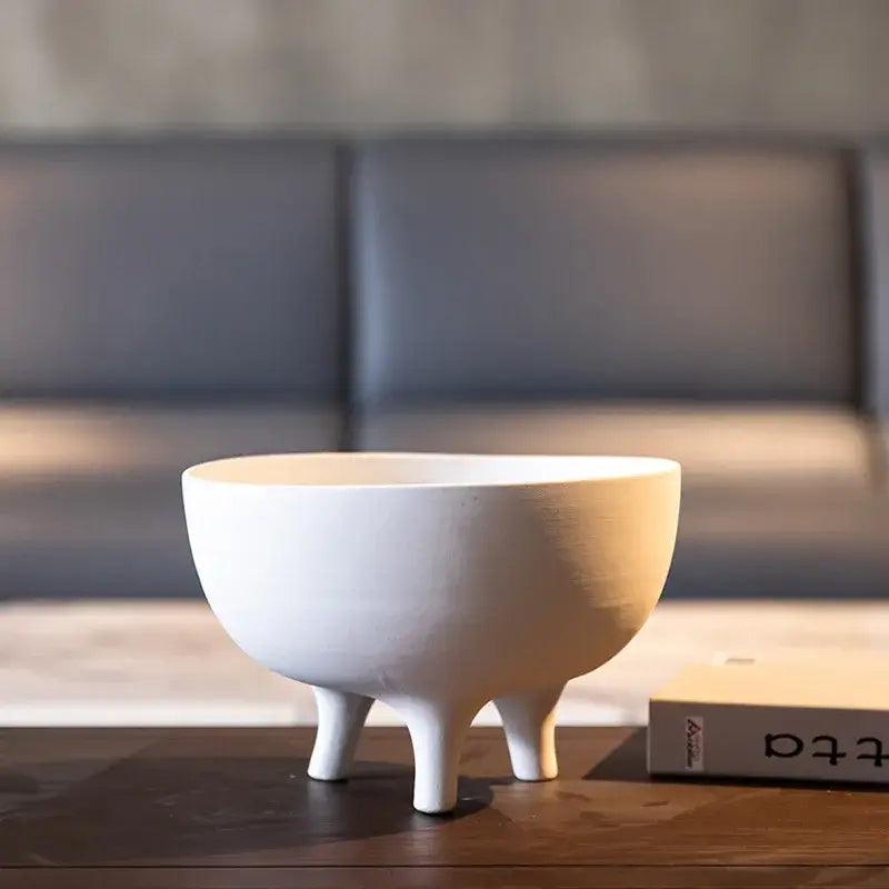 White Ceramic Tripod Planter
