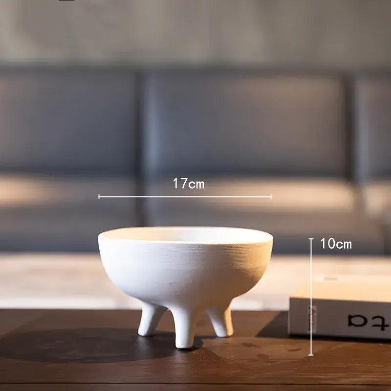White Ceramic Tripod Planter
