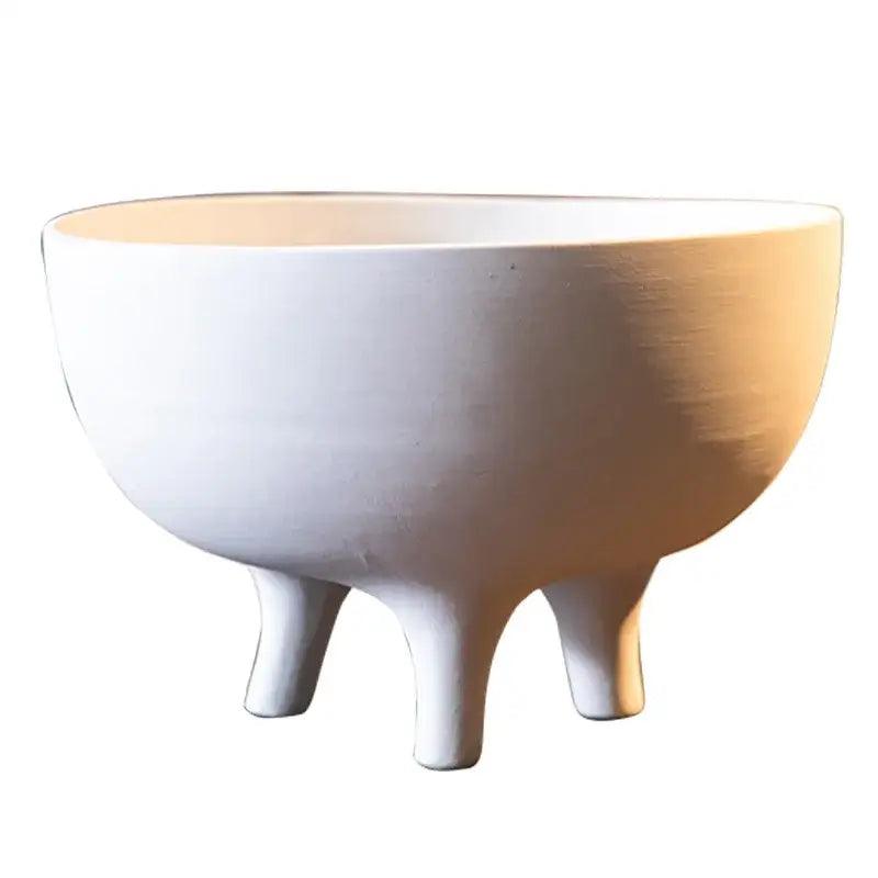 White Ceramic Tripod Planter