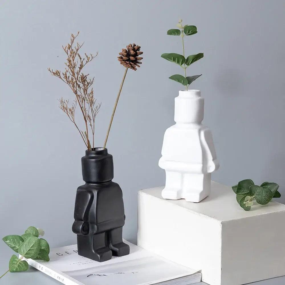 Green Ceramic Robot Vase